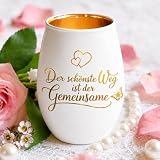 Windlicht Glas Hochzeitstag Geschenk, Windlicht Glas mit Der Schönste Weg, Geschenk Goldene Hochzeit, Deko Kerzenhalter, für Brautpaar Ehefrau Paar Verlobung