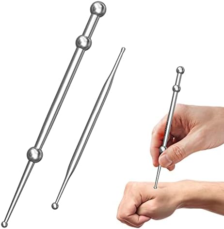 Manual Acupuncture Pen Facial Reflexology Tools Set of 2 Stainless Steel Facial Tools Face Massage Tools Face Reflexology Wand Pressure Point Massage Tool Acupressure Pen Trigger Point Massager Tool