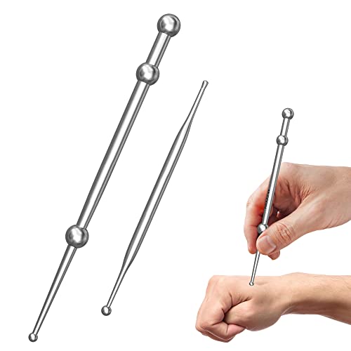 Manual Acupuncture Pen Facial Reflexology Tools Set Of 2 Stainless Steel Facial Tools Face Massage Tools Face Reflexology Wand Pressure Point Massage Tool Acupressure Pen Trigger Point Massager Tool #TOP23