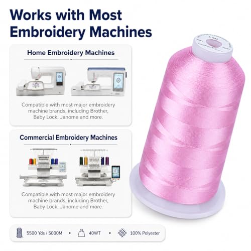 Image of Simthread 5000M 40WT Polyester Embroidery Thread, Light Lilac 810 | 5000M 40WT polyester thread feeds smoothly for machine embroidery, monograms, logos, patches and quilting.