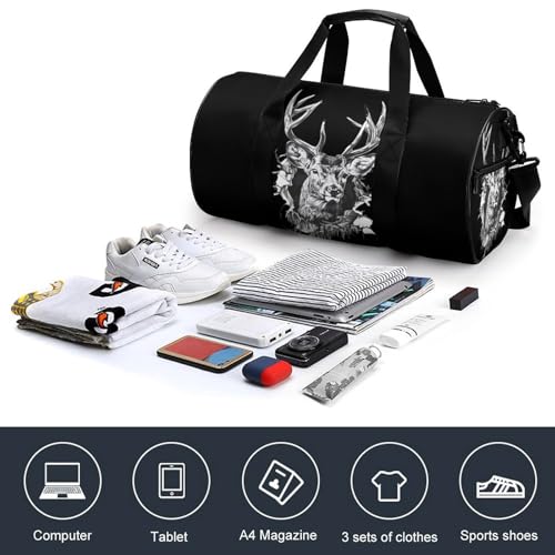 Deer Artwork Wall Travel Duffel Bag Gym Bags Sports Tote Shoulder Weekender Handbag for Men Women3