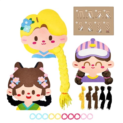 Busy Book para niñas, libro de pelo trabajador, material educativo para trenzas de pelo, juguete de fieltro , juguete de clasificación motora para niños y niñas