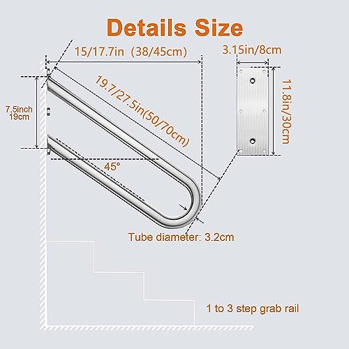 Rambarde escalier extérieur inox 50cm fixation murale en U - 6