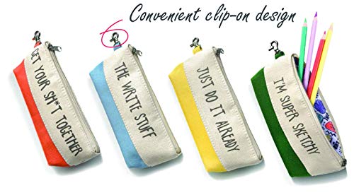 Image of Stephanie Imports Just Do It Already - Cotton Canvas Sarcastic Pencil Pouch Case With Zipper and Hangtag