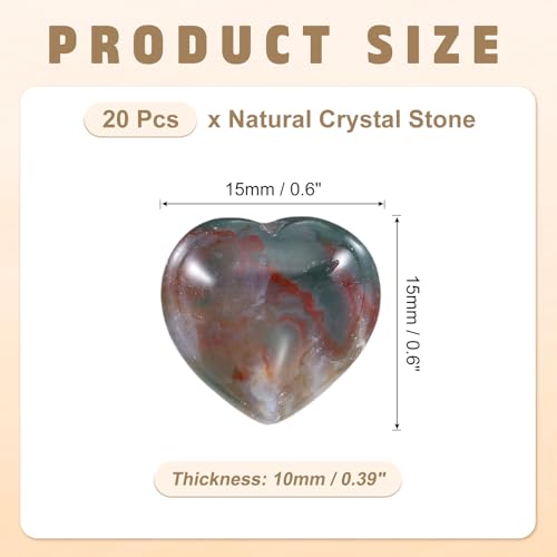 Piedras de la ansiedad grabadas de ágata musgo, gemas naturales en forma de corazón 2