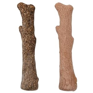Outward Hound Dogwood Wood Durable Dog Chew Toys, Real Wood & Calming Hemp, 2-Pack, Medium