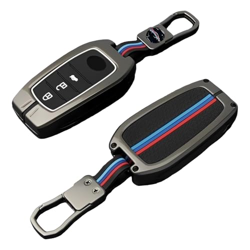 Image of KINGSWAY Toyota Car Key Cover and Keychain Perfect Shape and Compatible with 3 Buttons Smart Key of All Toyota Cars, Remote Key Shell, Key Case, Car Key Chain Cover, 360 Protection, Gunmetal Grey
