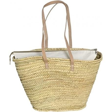 Genérico Cesta Bolso capazo de Playa Artesano con Cremallera 49x33cm