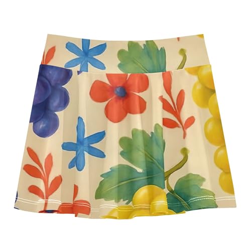 Athletic Shorts for Girls Skorts Toddlers Tennis Skirts Cheer Butterfly Skirt Purple Yellow Grapes Beige 3t