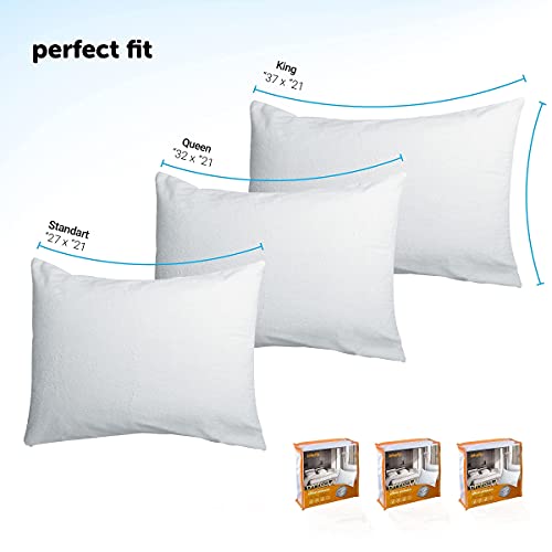 Waterproof  Pillow Protector, Zippered Cotton Terry Pillow Cover,  Queen Size Pillow Cases Set Of 2 #TOP3