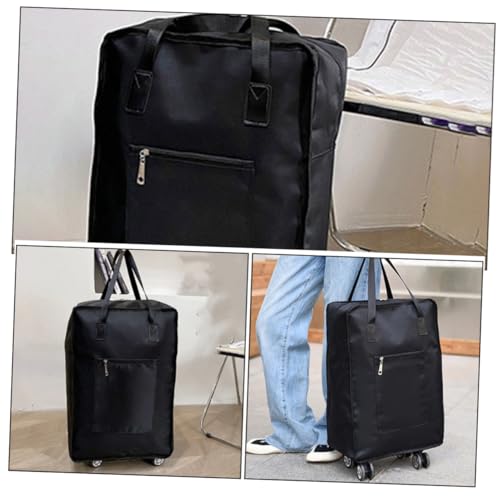 TENDYCOCO Large Capacity Suitcase Folding Luggage Bag Wheels Oxford Fabric Duffle Bag for Travel Business Casual Black3
