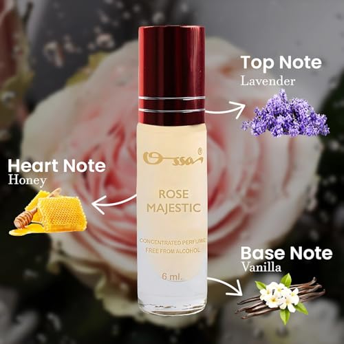 Image of Ossa Rose Majestic Concentrated Perfume 6ml | Alcohol Free Roll On Attar For Men And Women | Premium Long Lasting Unisex Fragrance With Floral & Musky Notes | Elite Fragrance Designed for All-Day Use