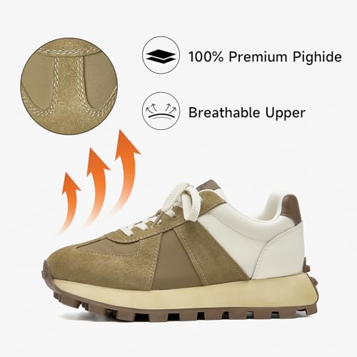 BEAU TODAY Sneakers for Women Genuine Leather Patchwork Casual Walking Shoes Retro Non-Slip Comfortable Lightweight Breathable Tennis Running Shoes2