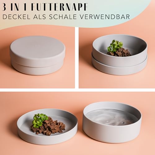 ne&no® Silikon Hundenapf 1200 ml mit Deckel für kleine und mittelgroße Hunde | im Kühlschrank luftdicht verschlossen | Futternapf Hund rutschfest | Fressnapf Hund Set