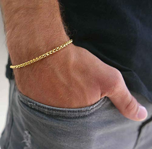 Handmade Cuff Chain Bracelet For Men Made Of Gold Plated Over Stainless Steel By Galis Jewelry - Gold Bracelet For Men - Cuff bracelet For men - Jewelry For Men - FITS 7