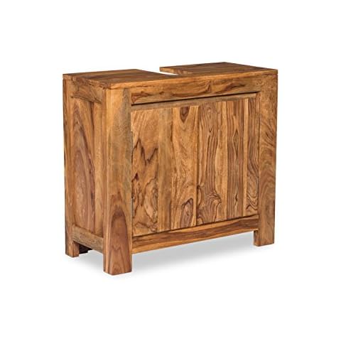 Woodkings® Waschbeckenunterschrank Leeston Echtholz Palisander Sheesham Waschtischunterschrank massiv Badmöbel Badezimmer Badezimmerschrank Badschrank Bad Unterschrank Massivholz Cover