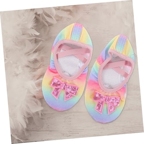 Girls Ballet Shoes for Dance Practice Soft Sole Split Design Slippers for Toddlers and Boy Girl for Dance Yoga and Gymnastics Easy and Off Rainbow Color Option3