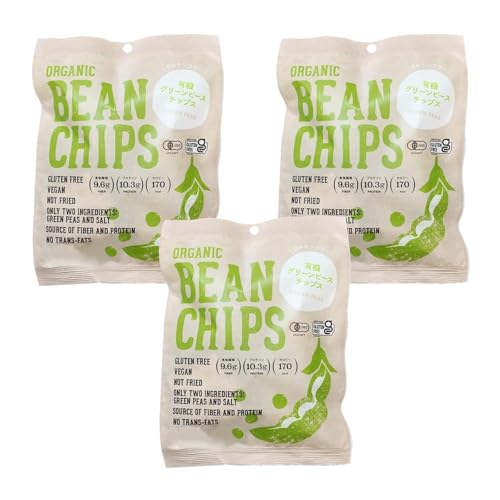 有機 JAS オーガニック 無添加 グリーンピース チップス えんどう ノンフライ 保存料不使用 45g x 3パック 合計135g Certified Organic Non-Fried Green Pea Chips