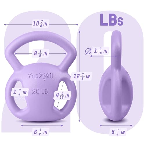 Yes4All Kettlebell Weight with Wide Multigrip Handle for Dumbbell Weights Exercises, Full Body Workout Equipment - 20lbs - Purple - Image 3