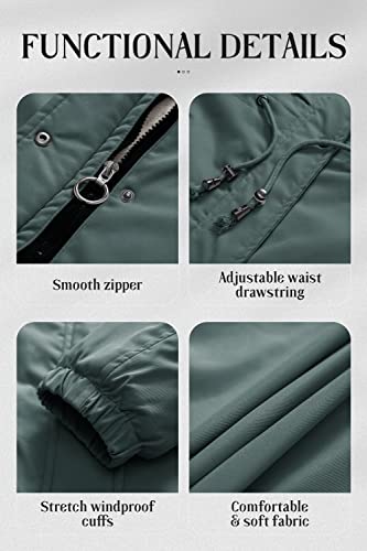 Chrisuno Womens Water Repellent Winter Coat Thicken Puffer Jacket Warm Fleece Lined Parka With Faux Fur Hood Army Green M #TOP6