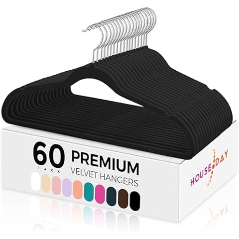 HOUSE DAY Premium Black Velvet Hangers 60 Pack Cover