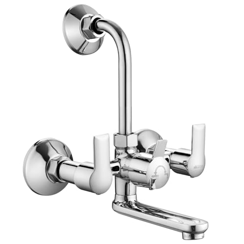Image of ALTON XNO5085 Brass Wall Mixer With Provision For Over Head Shower and 190mm Long Bend Pipe (Chrome)