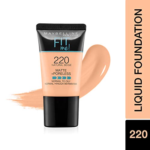 Image of Maybelline New York Fit Me Matte Poreless Light Coverage Powder,220 Natural Beige,8.5G And New York Fit Me Matte+Poreless Liquid Foundation For Oily Skin Tube,220 Natural Beige,18Ml,Pack Of 1