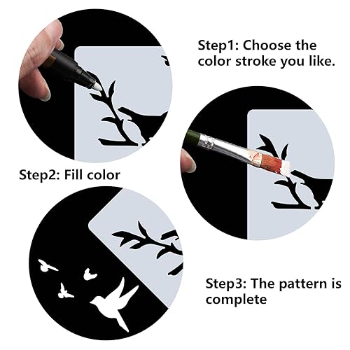 GORGECRAFT 30 * 30cm Bird Theme Drawing Art Stencil Plastic Birds Animal Pattern Template Sets Reusable Template for Wall Wood Tile Floor Furniture Fabric Painting Art Crafts - Image 4
