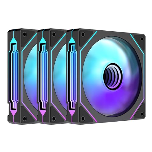 TZMRIT Prism 4 Pro RGB Lüfter 120mm Schwarz,5V 3PIN Motherboard Synchronisierbarer 4PIN Spiegel PWM ARGB PC Gehäuse Lüfter (Black1-X3)