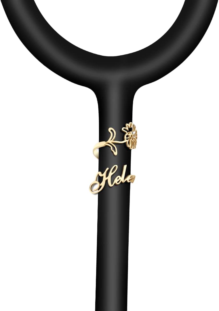 Personalised Stethoscope Name Tag Customized Engraved Stethoscope ID Charm Accessories for Nurse Doctor Vet- Custom Initial Name Text Birth Flowers Any Logo Silver Rose Gold