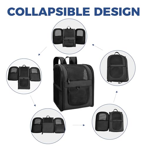 Apollo Walker Dog & Cat Carrier Backpack for 4-18lb Pets - Ventilated Safe Design with Padded Back Support, Breathable Mesh Pet Backpack for Hiking, Travel, Outdoor (Black) - Thumbnail 5