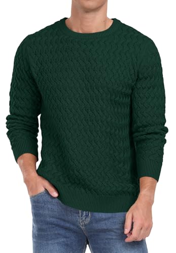 Sailwind Men's Crewneck Cable Knit Sweaters Long Sleeve Casual Twist