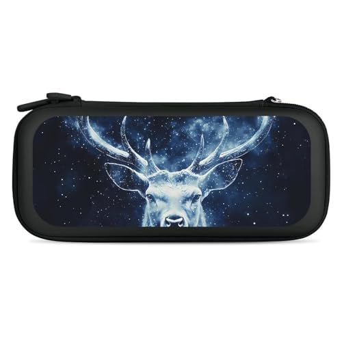 Galactic Deer Moose Compatible with Switch Carrying Case Hard Travel Game Bag Pouch with 15 Games Accessories Black-style