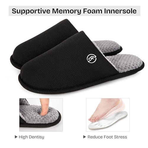 EverFoams Men's Cotton Knit Slippers Lightweight Memory Foam Indoor House Shoes with Anti-Skid Sole4