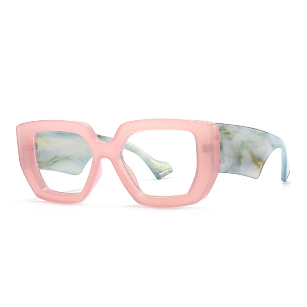 Gafas de mujer cuadradas LVTFCO marco claro de polígono unisex con patas anchas 7