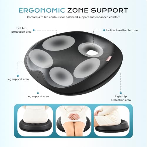 Image of Coverado Car Seat Cushion and One Piece Lumbar Support Headrest Pillow, Adjustable Velcro Design Car Neck Pillow, Ergonomic Memory Foam Car Back Support Driving Seat Cushion for Back Pain Relief,Black