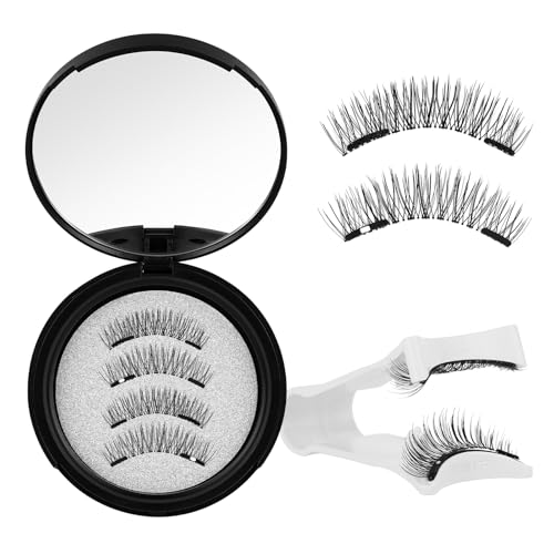 QUEWEL Magnetische-Wimpern Set, 1 Paar Magnet-Wimpern mit Applikator, kein Kleber erforderlich, einfach anzubringen und zu entfernen, wiederverwendbare Magnetische Wimpern natürlicher Look (DH02-A)