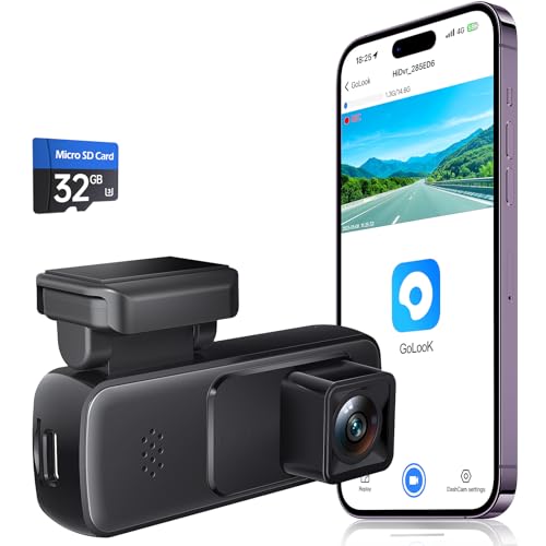 Seventour Mini 2K Dash Cam Front for Cars, Dash Camera for Cars, Dashcam Built-in WiFi with APP Control, 170°Wide Angle, WDR, 24H ParkingMode, Night Vision, G-Sensor, Includes 32GB Card