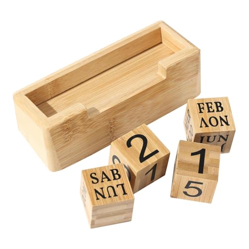 Teksome Calendario de mesa perpetuo, cubos de calendario para escritorio | Calendario perpetuo en bloque para escritorio,Calendario de bloques perpetuo creativo para bloques de patrones de números