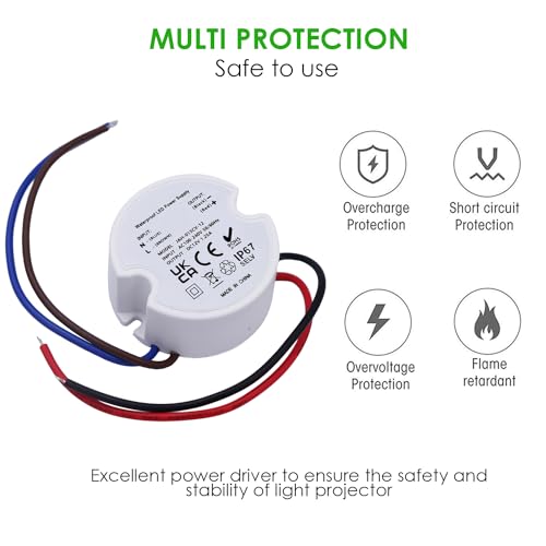 Noobibaba LED Trafo 12V Mini Netzteil Wasserdicht IP67, Trafo 230V auf 12V Transformator, DC 12V Unterputz Netzteil Rund 1,25A 15W für LED-Lichterketten 1er-Pack