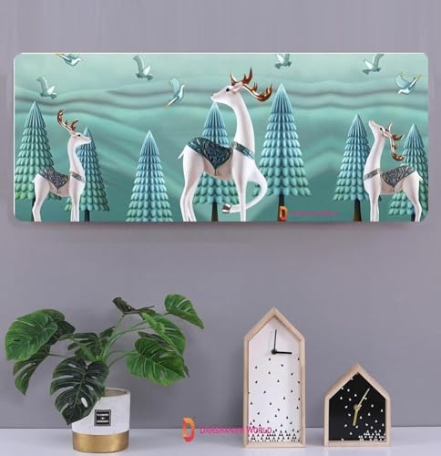 Image of DARSHANAM WORLD Beatiful Designer Ac Cover / / Cutest Printed Air Conditioning Dust Cover For Indoor & All Type AC Split Covers / / Colorfull Folding Designer Ac Cover (3D White Deer 1.5 Ton)