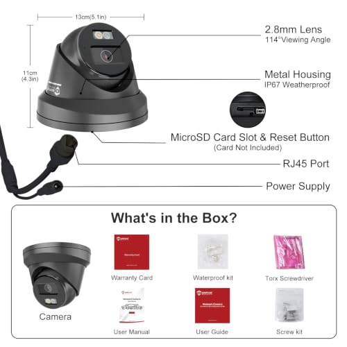 Anpviz 5MP PoE IP Camera, Black Turret Wired Security Camera Outdoor - image 7