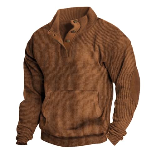 Sudadera de pana para hombre con cuello alto y botones miniatura 1