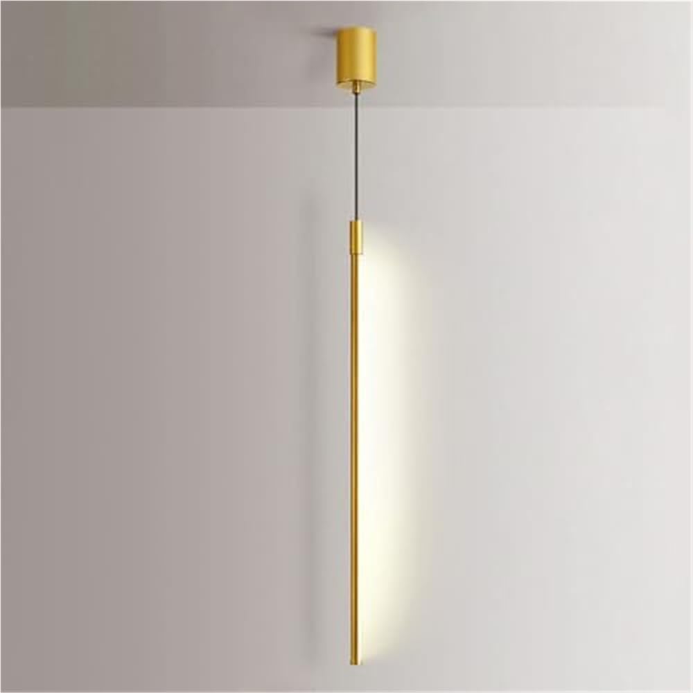 LYMSXAZOU Modern Gold Pendant Light Dimmable Changing Long Tube Hanging Lamp Adjustable Height Ceiling Fixture for Bedside Kitchen Island Living Room Hallway(120cm,Warm White)