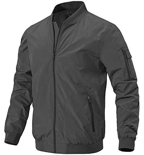 Image of Gopune Men's Windproof Bomber Jacket Lightweight Windbreaker Outdoor Golf Fashion Coat
