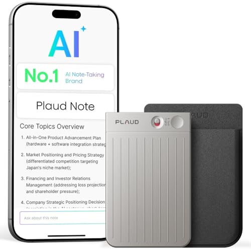 Image of Plaud Note AI Voice Recorder Device /Dictaphone w /Case App Control AI Transcribe & Summarize Support 112 Languages 64GB Digital Audio Recorder Note Taker for Lectures Meetings Calls, Silver