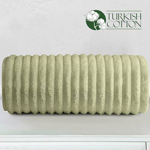 Image of Elegant Comfort 100% Turkish Cotton Corduroy Ribbed Luxury Jumbo Bath Towel Ultra Soft - 35 x 70 Inch - Luxury Spa Premium Hotel Quality Highly Absorbent and Quick Dry Large Bath Towel, Mint Green