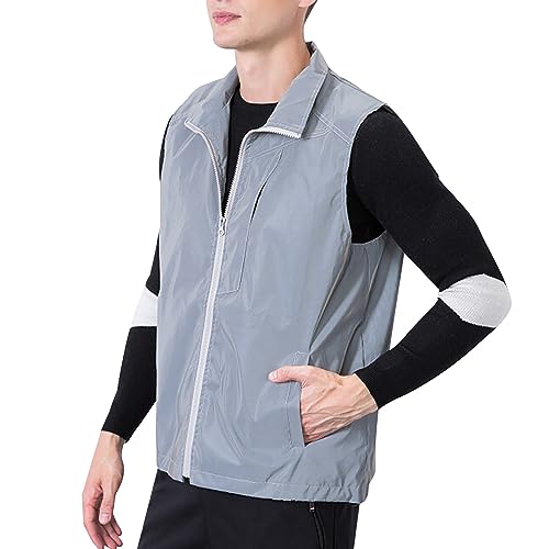 Chaleco para mujer estilo chaqueta informal corta sin mangas con cuello elevado y cremallera