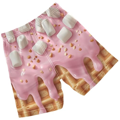 Pigsaly Boys' Swim Board Shorts Sprinkles Marshmallows Pink Ice Cream Boy's Swim Trunks Kids Swimwear M2
