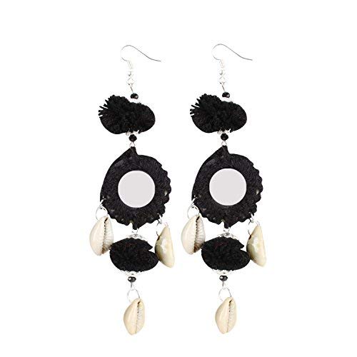 Generic - Indian Collectible, Boucles d'oreilles indiennes traditionnelles avec style Bollywood tendance et légères en forme de pompon noir pour filles par Indian Collectible, métal, onyx, métal, onyx, Métal,